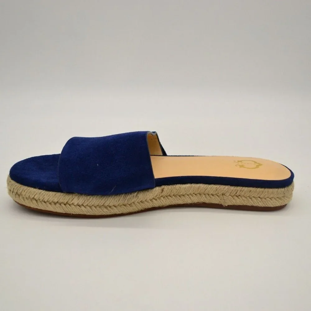 C Wonder Women Tabitha‎ Espadrille Slide Sandals Sz 5.5M Navy Suede Cushion NEW